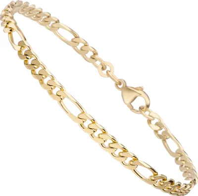 Produktbild von Figaroarmband 333 Gold Gelbgold massiv diamantiert 21 cm Armband Goldarmband