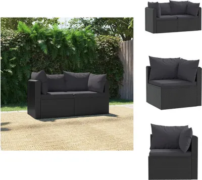 Produktbild von vidaXL 2-tlg. Garten-Sofagarnitur mit Auflagen Poly Rattan Schwarz -  Gartensofaelemente