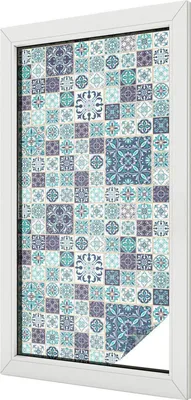 Produktbild von Buntglas Fensterfolie – 100x50 cm – Stained-Glass Design – blickdichte dekorative Sichtschutzfolie – selbstklebend, UV-Schutz – Blumenfliesen