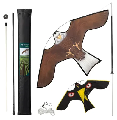 Produktbild von VOUNOT® 2er Set Vogelschreck Falke Drachen mit 4m Teleskopstange, Stil B&G