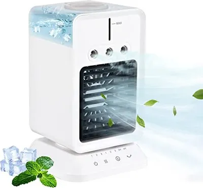 Produktbild von Luftkühler mit Wasserkühlung, Tragbarer Schreibtisch-Lüfter, Klimaanlage Mobil, Mini-Luftkühler, Raumbefeuchter 3 Windgeschwindigkeiten,