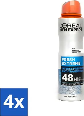 Obrázok produktu pre L'Oréal Men Expert Deodorant v spreji Fresh Extreme 150 ml - hodnotné balenie - 4 kusy