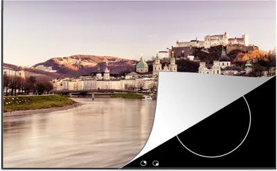 Produktbild von KitchenYeah© Herdabdeckplatte Blick auf die Stadt Salzburg , 81x52cm, Küche Deko, Glaskeramikkochfeld Herdabdeckung, Abdeckplatte fùr Kochfeld