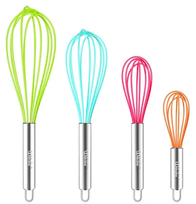 Silikon-Schneebesen-Set 4er, 15–30 cm, antihaftbeschichtet