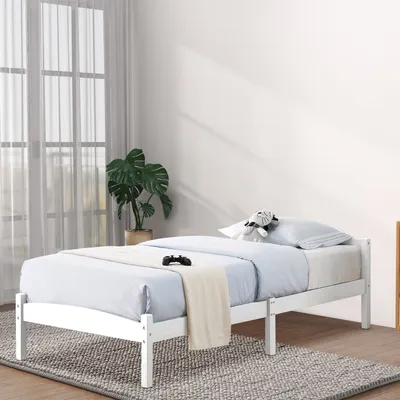 Produktbild von H.J WeDoo Holzbett 90x190, Einzelbett mit Lattenrost, Natur, Kiefer Massivholz