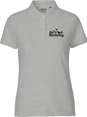 Produktbild von Huuraa Damen Polo Shirt Norderney Strandmotiv XL Sport Grey Bio Baumwolle Fairtrade Poloshirt Geschenkidee