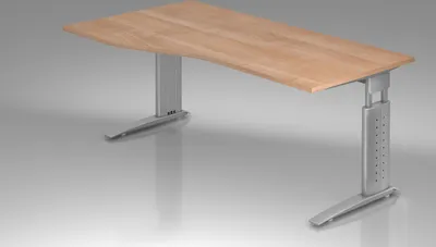 Produktbild von Schreibtisch C-Fuß 180x100/80cm Nussbaum/Silber