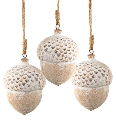 Produktbild von 3 Eichelnüsse aus Holz Eichel Christbaumschmuck Natur braun Nostalgie 8 cm