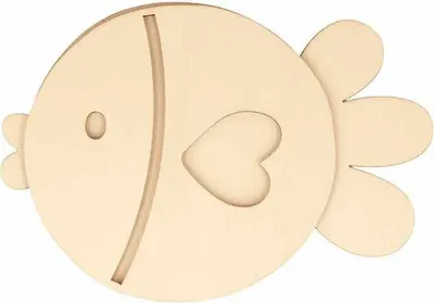 Zdjęcie produktu dla Drewniana sylwetka 16 x 11 cm - Ryba i serca