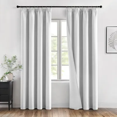 Produktbild von Verdunkelungsvorhänge mit Kräuselband grau-weiß 2er Set 140x245 cm