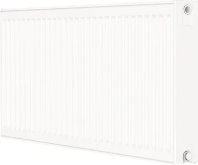 A white radiator is shown against a white background.