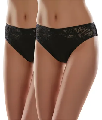 Image de String brésilien pour femme Merry Style avec dentelle MSGAB45 (noir (lot de 2), 36 (taille du fabricant : S))