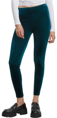 Zdjęcie produktu dla Damskie legginsy Urban Classics Ladies High Waist Velvet Leggings w kolorze turkusowym – rozmiar S