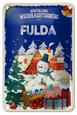 Produktbild von Blechschild Weihnachtsgrüße FULDA Geschenk Deko Fest Schild  12x18cm