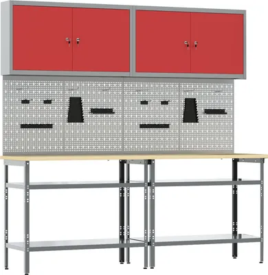 Produktbild von Möbel 8-tlg. Werkbank-Set Grau Stahl - Werkbänke 3321501