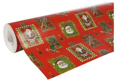 Produktbild von Clairefontaine Geschenkpapier Rolle 50x0,70m Weihnachtsmann Mosaik Rot 211302C