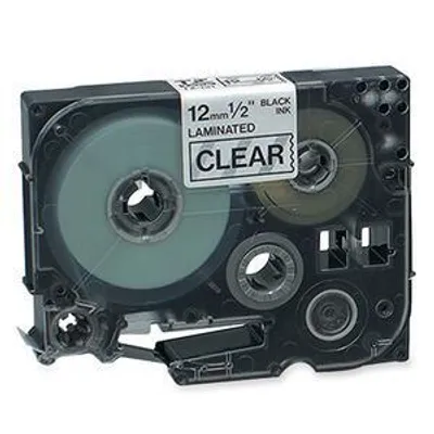 Produktbild von Brother Black on Clear Gloss Laminated Tape, 12mm, TZ, China, 8 m, 70 mm, 20 mm, 95 mm