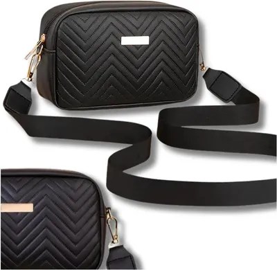 Immagine prodotto di Camerazar Elegante borsa da donna in ecopelle nera con impunture sulla spalla