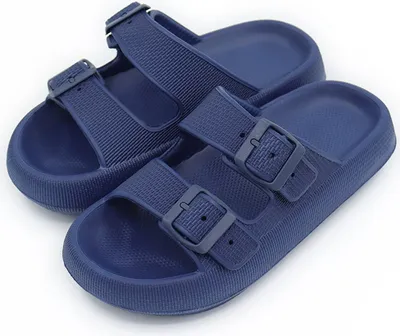 Image de ASKSA Pantoufles unies Sandales super douces avec boucle Épaisseur EVA Chaussons antidérapants Tongs, Bleu foncé, Taille : 40-41