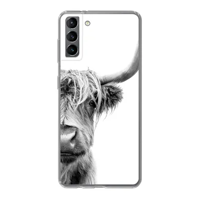 Produktbild von MuchoWow® Handyhülle Schutzhülle Hülle für Samsung Galaxy S21 Plus Schottischer Highlander - Tiere - Schwarz - Weiß Silikon Softcase Handy Hülle - Handy-Tasche
