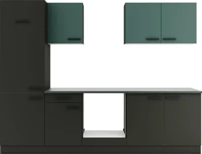 Produktbild von Optifit Küchenzeile ohne Geräte Verona405/Madrid420 270 cm grün anthrazit matt zerlegt Variante reversibel KPVM 2711OE-9