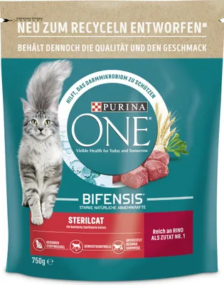 Produktbild von PURINA ONE BIFENSIS STERILCAT Katzenfutter trocken für sterilisierte Katzen, reich an Rind, 1x750g (1x750g)