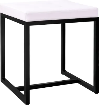Produktbild von CLP Sitzhocker Barci mit Polsterung und schwarzem Eisengestell weiß Material Kunstleder