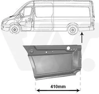 Produktbild von VAN WEZEL Seitenwand Reparaturblech passend für MERCEDES-BENZ SPRINTER 3,5-t Kasten (906) SPRINTER 3-t Kasten (906) SPRINTER 3,5-t Bus (906) für VW