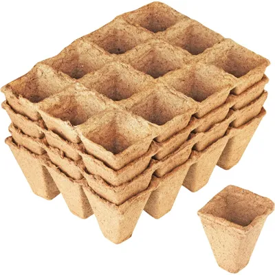 Productafbeelding van Kweekpot - Kweekpotten 4 x 4 cm - Turfvrij - 48 stuks - Cellulose