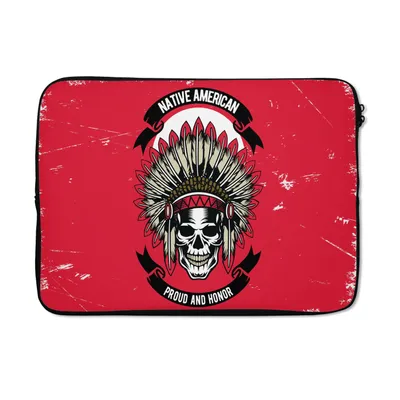 Produktbild von MuchoWow® Laptop Hülle 14 ZollSchädel - Indianerkopf - Vintage - Zeichnung Laptoptasche - Laptoptasche - Stoßsicher - Schutzhaube
