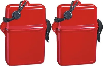 Produktbild von GKA 2 Stück STRANDBOX wasserdicht Box rot Strandsafe Badesafe Schwimmbox Geldbörse Etui Reise Strand Urlaub für Geld Schlüssel Kreditkarten
