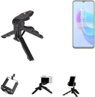 Produktbild von K-S-Trade Stativ Tisch-Ständer Dreibein Handy-Stativ Ständer kompatibel mit Tecno Spark 9 Pro Mini-Stativ Smartphone Tripod Handy-Stativ aus Plastik