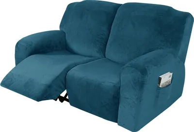 Obrázek produktu pro 6 kusů strečových lehátek Pohovka Slipcover Nábytek Protector pro 2 polštáře na gauč, světle modrá