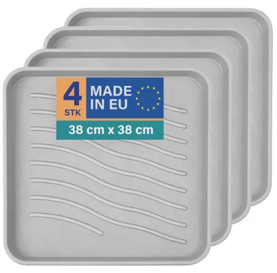 Obrázek produktu pro Odkapávací podložka na boty 38 x 38 x 2,5 cm, světle šedá, balení po 4 kusech, podložka s vysokým okrajem, vodotěsná, odolná odkapávací podložka na boty, ochrana před nečistotami a vlhkostí