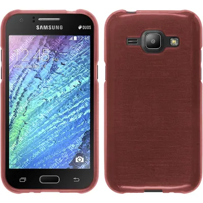 Produktbild von PhoneNatic Case kompatibel mit Samsung Galaxy J1 (2015 - J100) - rosa Silikon Hülle brushed + 2 Schutzfolien