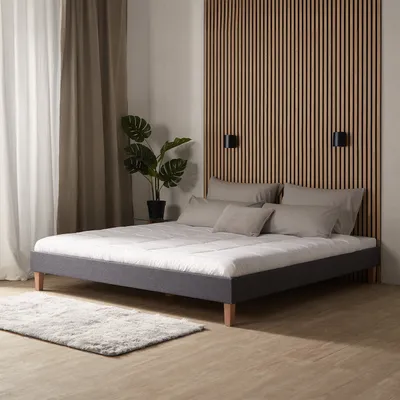 Produktbild von Homestyle4u 1981, Polsterbett 180 x 200 cm Grau Doppelbett Futonbett Bett Bettgestell Lattenrost