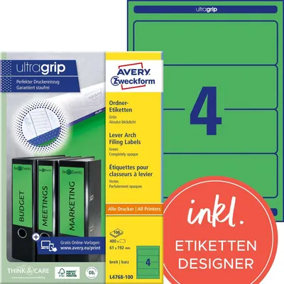 Image de Etiquettes dos de classeur AVERY Zweckform, 61 x 192 mm, vert