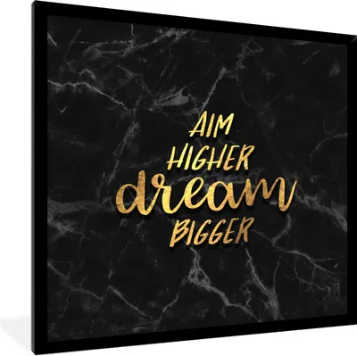Produktbild von MuchoWow® Gerahmtes Poster Zitate - Traum - Gold - Marmor 40x40 cm - Poster mit Schwarzem Bilderrahmen Wandposter Rahmen Foto Bilder - Mit Rahmen - Wanddekoration Schlafzimmer