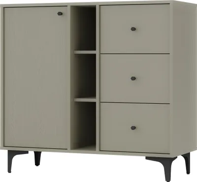 Produktbild von Masseno Kommode TORINO 100 cm Sideboard mit 3 Schubladen und 1 Türen für Wohnzimmer Schlafzimmer Modern 100x41x94 cm Hellgrün / Hellgrün