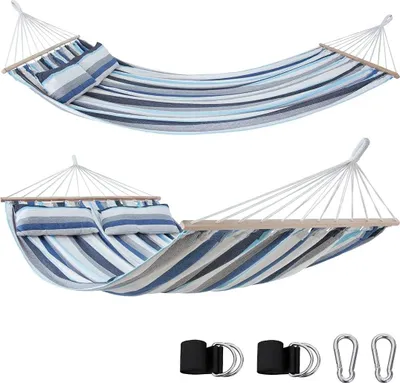 Produktbild von XXL-Hängematte mit Kissen für 2 Personen - 240 x 160 cm - Smaragdgrün oder Türkis - Belastbarkeit bis 300 kg,