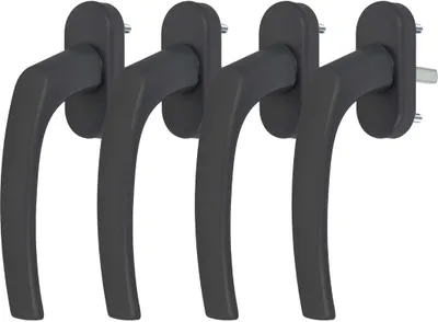 4 x Alu Fenstergriff in Grau RAL 7016 - Stiftlänge 45mm