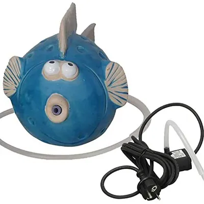 Produktbild von Wasserspeier Fisch blau mit Pumpe für Teiche