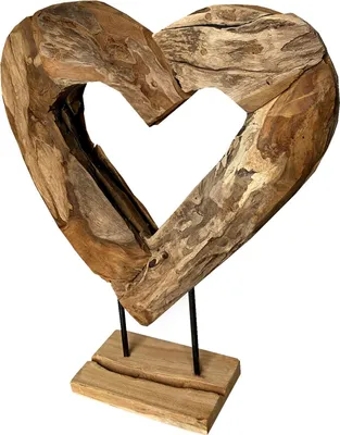 Immagine prodotto di Scultura di cuore su piedistallo - teak - altezza 47x37 cm -