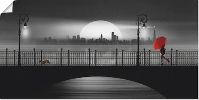 Produktbild von ARTland Poster Die Brücke im Regen Größe: 60x30 cm