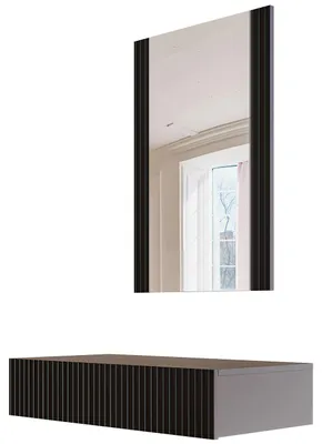 Produktbild von Schminktisch FASO schwarz, Set mit Spiegel und Konsolentisch, 80 cm breit