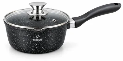 Zdjęcie produktu dla Rondel Hemberg 18 cm 1,9 l z pokrywką indukcja gaz marmurowa powłoka garnek