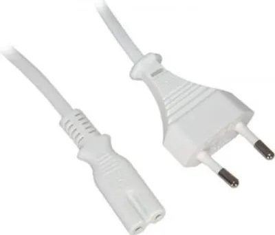 Produktbild von Euro Netzkabel Eurostecker  IEC60320-C7 Doppelbuchse weiß - Länge: 3,00 m
