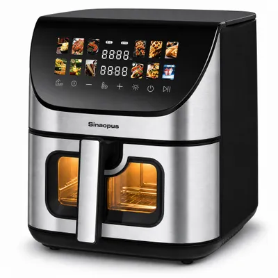 Produktbild von Sinaopus XXL Heißluftfritteuse - Air Fryer (8L) mit Sichtfenster, 12 Programme