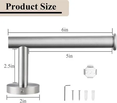 Obrázek produktu pro Držák toaletního papíru Ibenzoa® z nerezové oceli SUS304 – moderní nástěnný držák do koupelny a kuchyně, délka 15,2 cm, vzdálenost od stěny 7,6 cm, vhodný pro velké role (průměr 11,9 cm, délka 12,7 cm)
