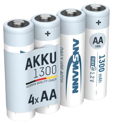 Produktbild von ANSMANN Akku AA 1,2V 1300mAh, 4 Stück, wiederaufladbar mit maxE